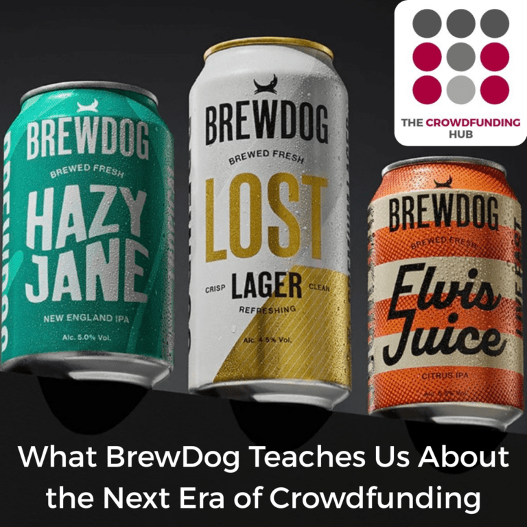 Three BrewDog beer cans to introduce the former posterchild of crowdfunding.